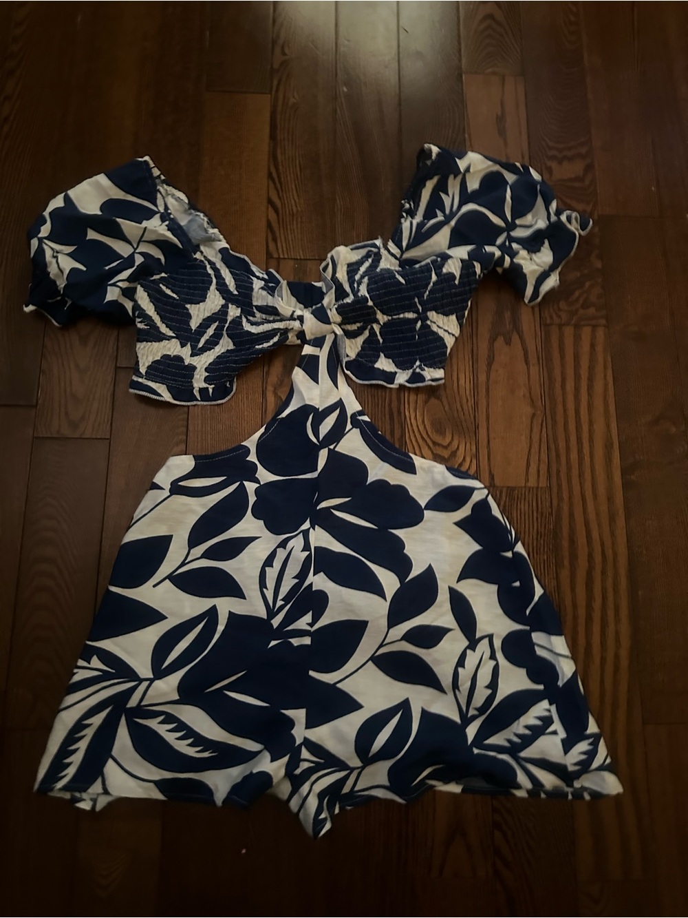 Affordable Fashion Finds Navy & White Floral Cutout Jumpsuit Romper